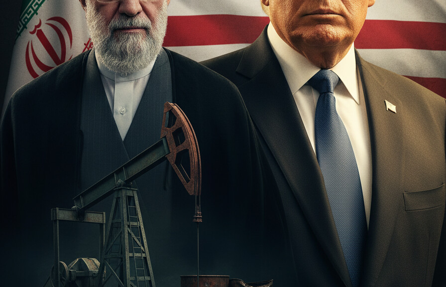 Editorial illustration: Trump’s Call: Choke Iran’s Oil, Secure America’s Future