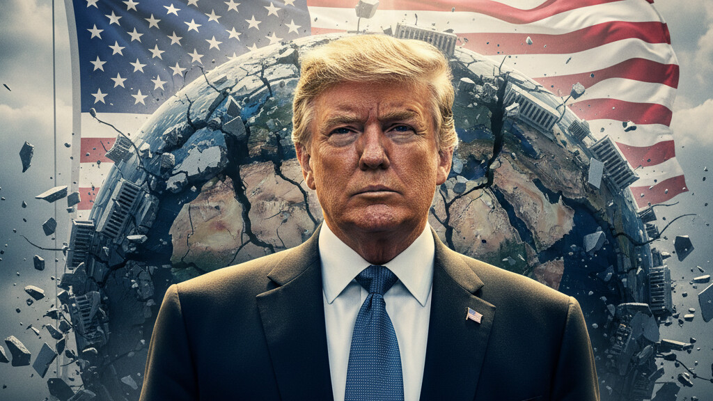 Editorial illustration: Trump’s Mideast Earthquake: How One Man Shook the Globalist Foundations