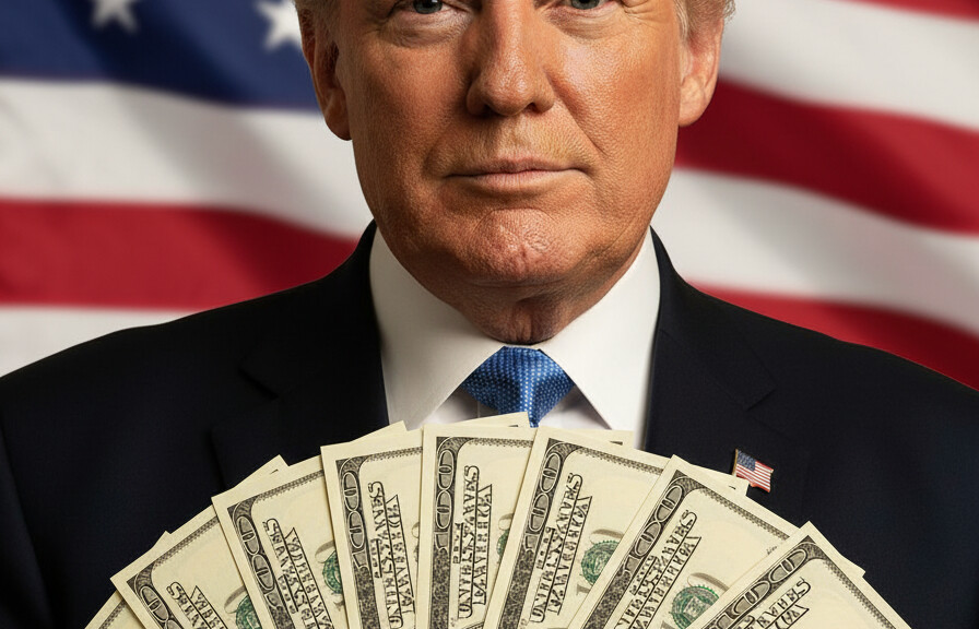 Editorial illustration: Trump’s Signature to Appear on US Currency for First Time in History