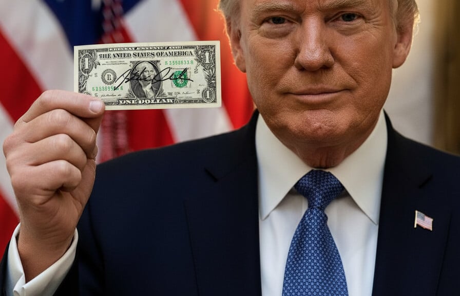Editorial illustration: Trump’s Signature to Grace U.S. Currency for First Time in Modern History