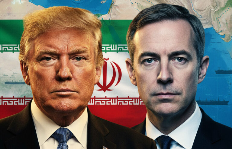 Editorial illustration: Trump and Starmer Align: Strait of Hormuz Must Reopen