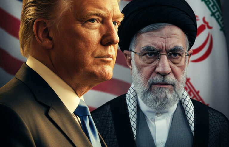 Editorial illustration: Trump Announces Five-Day Pause on Strikes Against Iranian Positions