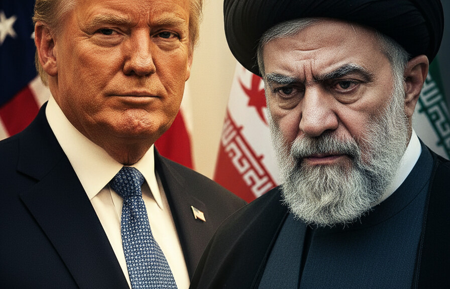 Editorial illustration: Trump Confirms CIA Told Him Iran’s New Supreme Leader Is Gay