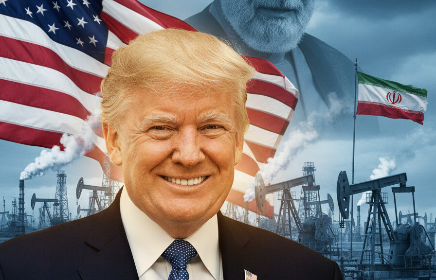 Editorial illustration: Trump Floats Taking Control of Iran’s Oil Fields