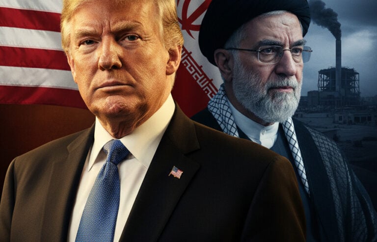 Editorial illustration: Trump Hits Pause: Five-Day Break on Iranian Power Plant Strikes