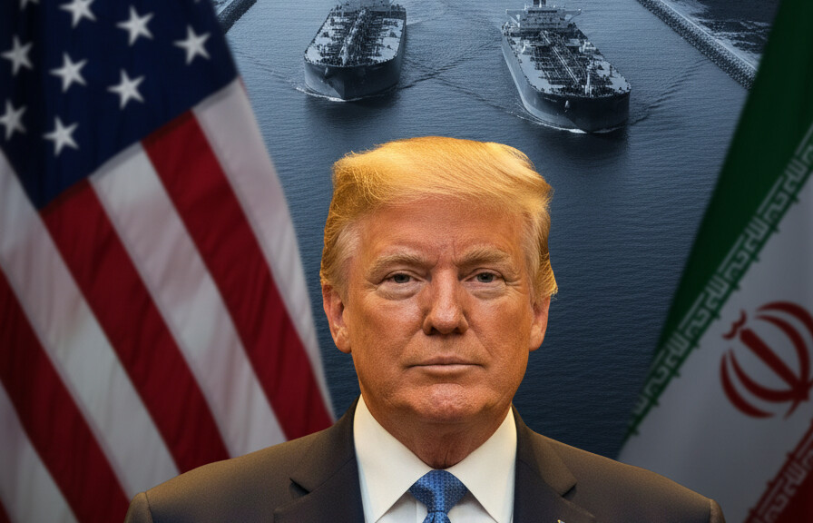 Editorial illustration: Trump Reveals Iran’s ‘Very Big Present’: Regime Allows 10 Oil