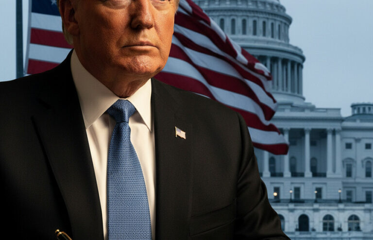 Editorial illustration: Trump Signs Emergency Order to Pay TSA Agents During Democrat-Blocked Shutdown