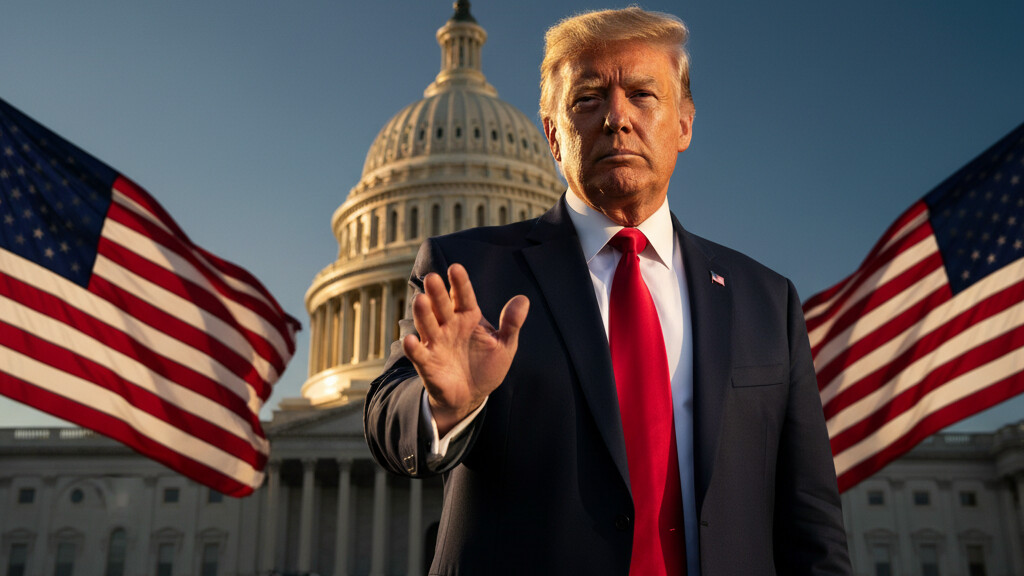 Editorial illustration: Trump Signs Emergency Order to Pay TSA Agents During Democrat-Blocked Shutdown