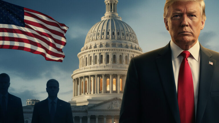 Editorial illustration: Trump Signs Emergency Order to Pay TSA Agents During Democrat-Blocked Shutdown
