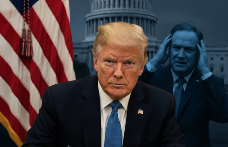 Editorial illustration: Trump Signs Emergency Order to Pay TSA Agents During Democrat-Blocked Shutdown