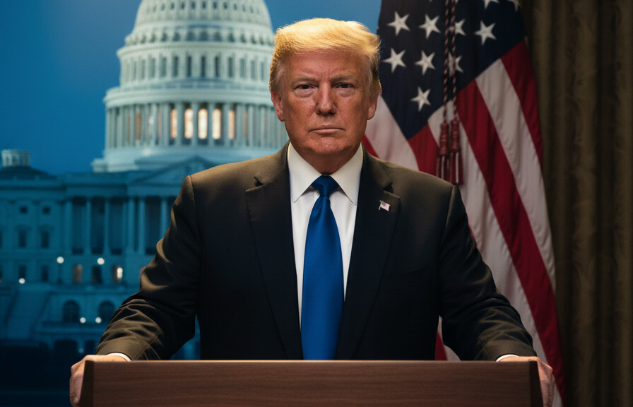 Editorial illustration: Trump Signs Emergency Order to Pay TSA Agents During Democrat-Blocked Shutdown