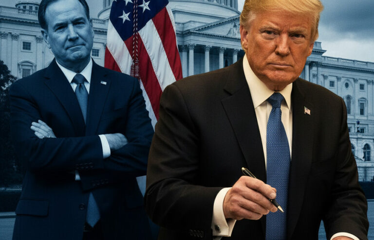 Editorial illustration: Trump Signs Emergency Order to Pay TSA Agents During Democrat-Blocked Shutdown