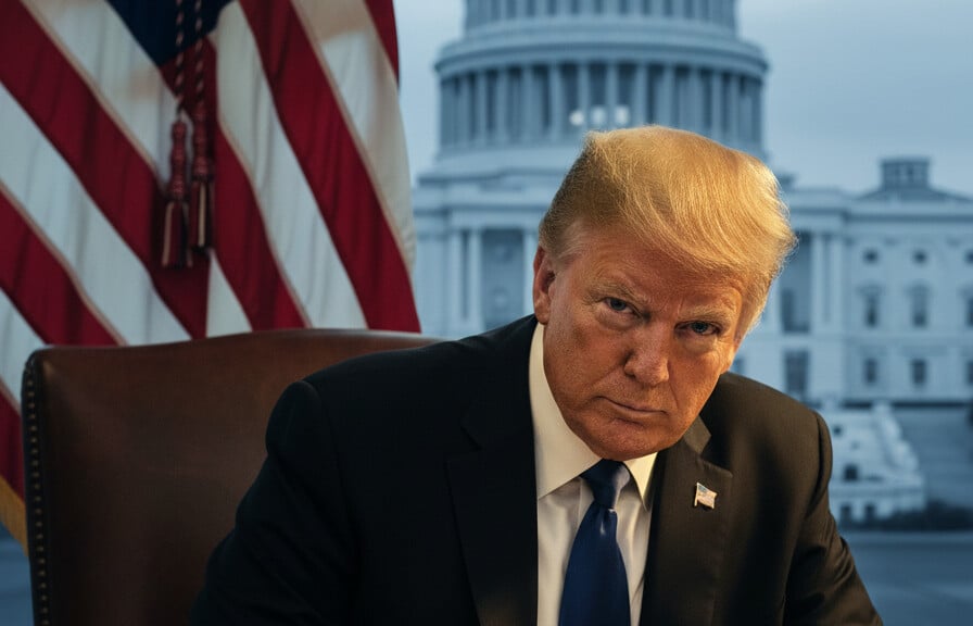 Editorial illustration: Trump Signs Emergency Order to Pay TSA Agents During Democrat-Blocked Shutdown
