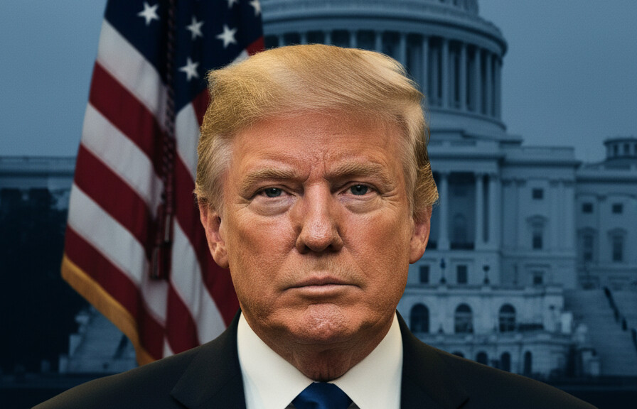Editorial illustration: Trump Signs Emergency Order to Pay TSA Agents During Democrat-Blocked Shutdown