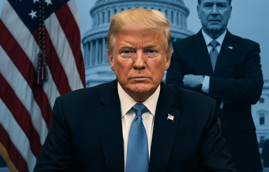 Editorial illustration: Trump Signs Emergency Order to Pay TSA Agents During Democrat-Blocked Shutdown