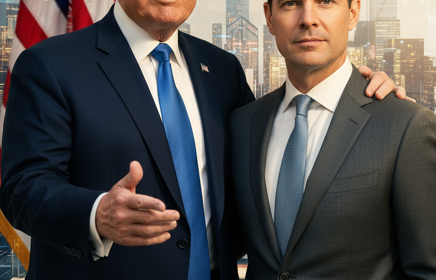 Editorial illustration: Trump Taps David Sacks to Co-Chair Powerful White House Tech Council