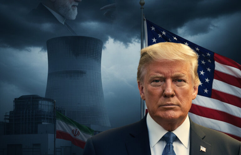 Editorial illustration: Trump Threatens to Obliterate Iranian Power Plants if Strait of Hormuz Remains B