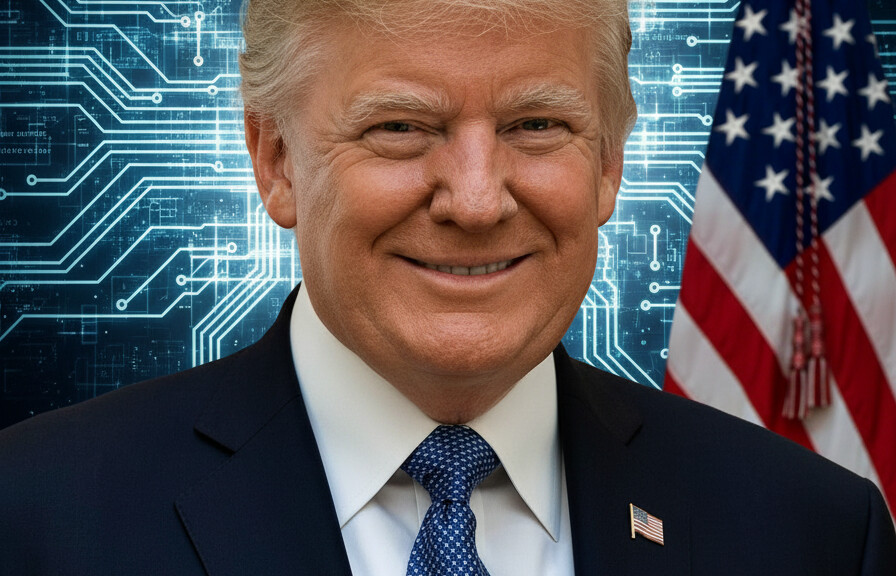 Editorial illustration: Trump Unveils National AI Policy Framework to Secure America’s Tech Future