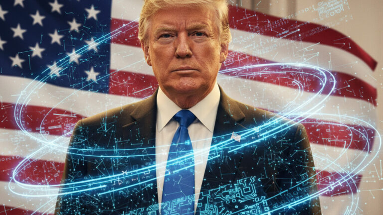 Editorial illustration: Trump Unveils National AI Policy Framework to Secure America’s Tech Future
