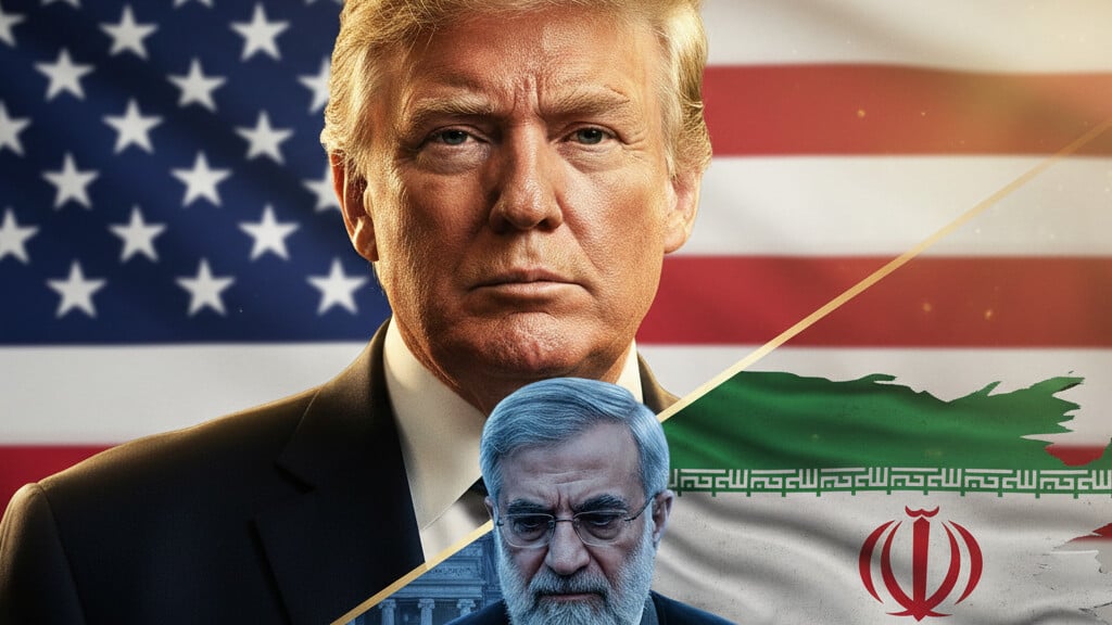 Editorial illustration: Trump Vows to Decimate ‘Deranged Scumbags’ as U.S. Firepower Hammers Iran