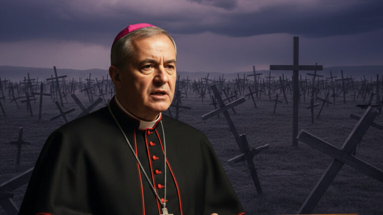 Editorial illustration: Vatican to UN: 5,000 Christians Killed for Faith in 2025 — ’13 Martyrs Per