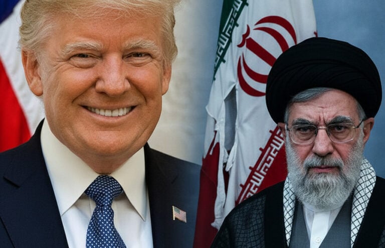 Editorial illustration: White House Warns Iran: Trump Ready to ‘Unleash Hell’ If Regime Balks at Deal