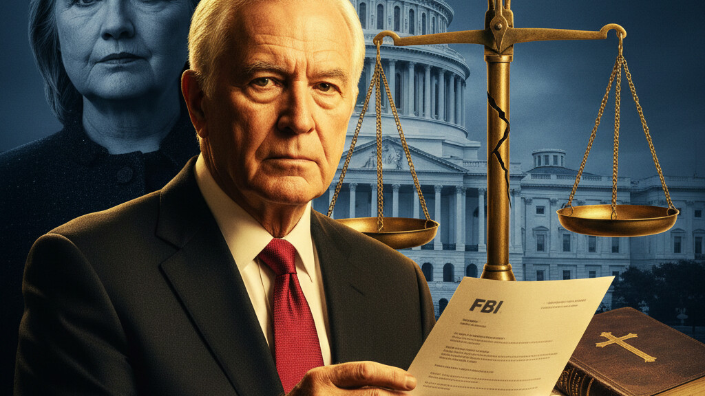Editorial illustration: Clinton Cover-Up Continues: FBI Doc Exposes Deep State’s Rotten Core