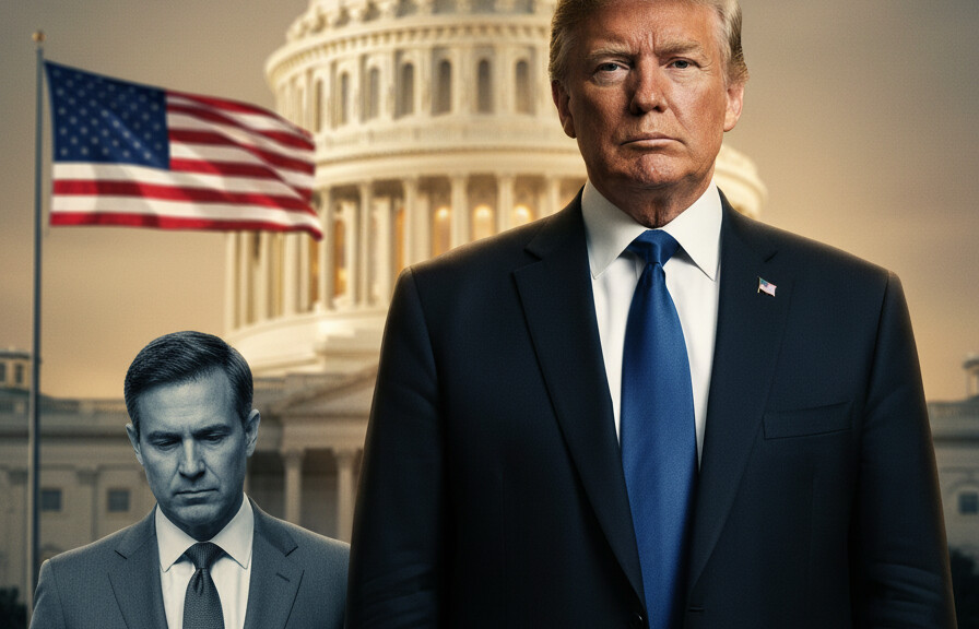 Editorial illustration: Gabbard Refers Trump Impeachment Whistleblower for Criminal Prosecution