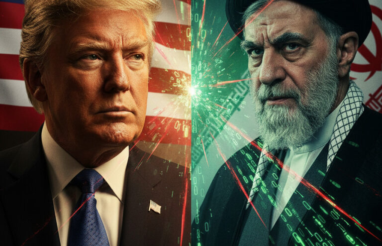 Editorial illustration: Iran’s Digital Daggers: Targeting Our Patriots, Exposing Globalist Weaknes