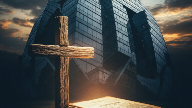 Editorial illustration: Pope Leo’s Forgotten Warning: Don’t Trade Gospel for Globalism
