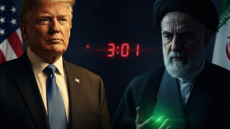 Editorial illustration: Report: Mojtaba Khamenei Gave ‘Green Light’ for Iran Ceasefire as Tr