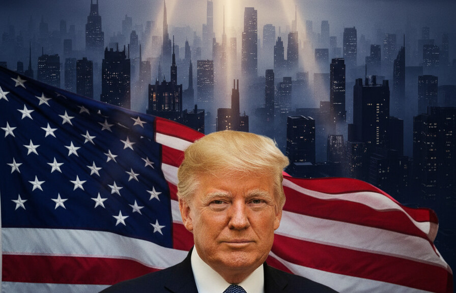 Editorial illustration: Trump’s Thunderclap: America’s Strength Will Unleash a New Dawn for