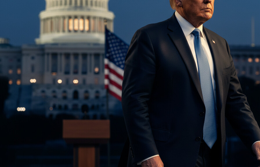 Editorial illustration: Trump Breaks Decade-Long Streak, Will Skip CPAC for First Time Since 2016