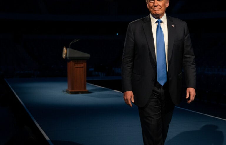 Editorial illustration: Trump Breaks Decade-Long Streak, Will Skip CPAC for First Time Since 2016