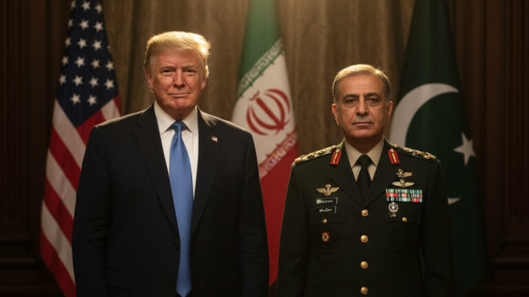 Editorial illustration: Trump Thanks Pakistan for Critical Role in Iran Peace Negotiations
