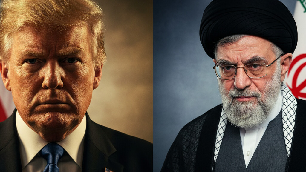 Editorial illustration: Trump Warns Iran: Comply With Deal or Face ‘Bigger, Better, Stronger’