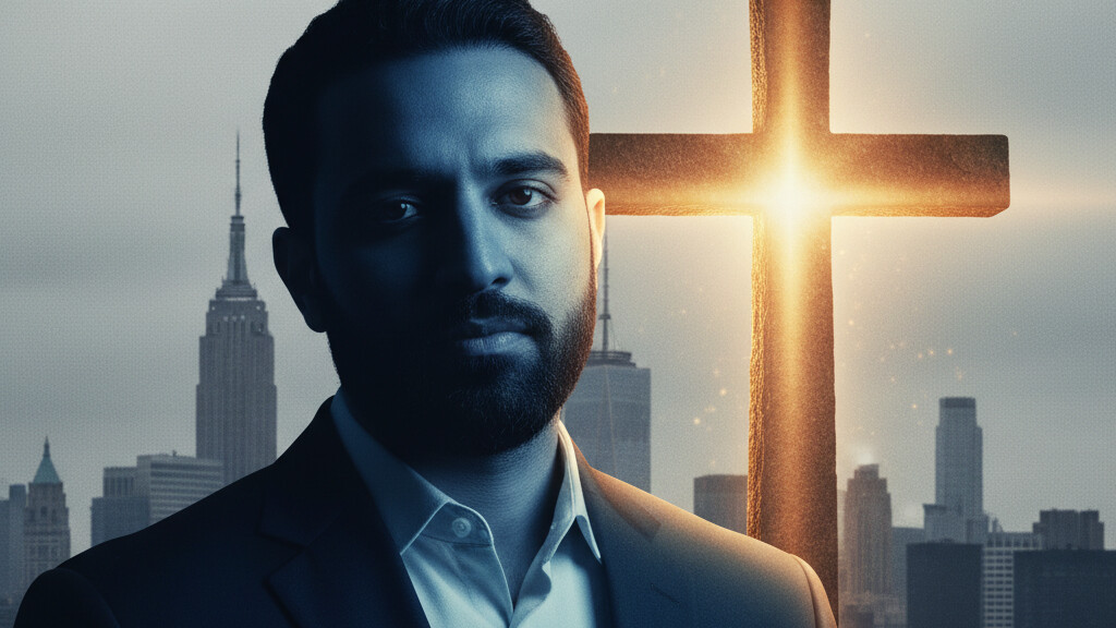 Editorial illustration: Woke Blasphemy: NYC Mayor’s Good Friday Stunt Spits on the Cross