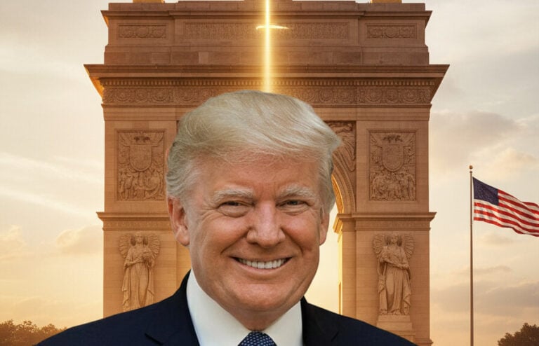 Editorial illustration: Federal Panel Approves Trump’s 250-Foot Triumphal Arch for Washington Gate
