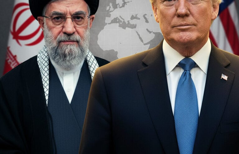 Editorial illustration: Iran Threatens Global Attacks If Trump Delivers ‘Big Hit’ Strike