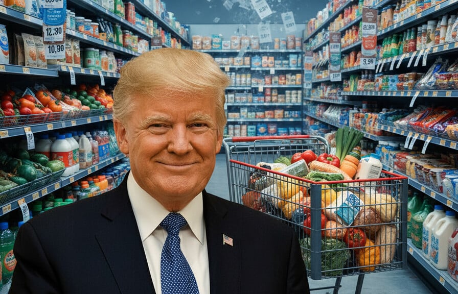 Editorial illustration: Trump Executive Order Terminates Biden-Era Refrigerant Rules to Lower Grocery an
