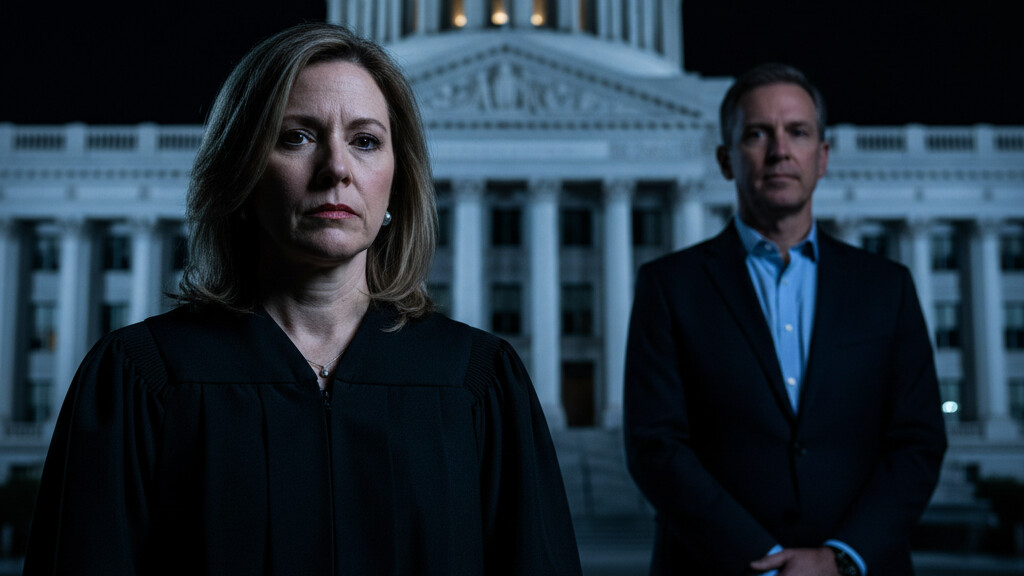 Editorial illustration: Utah Supreme Court Justice Diana Hagen Resigns Amid Affair Scandal with Democrat