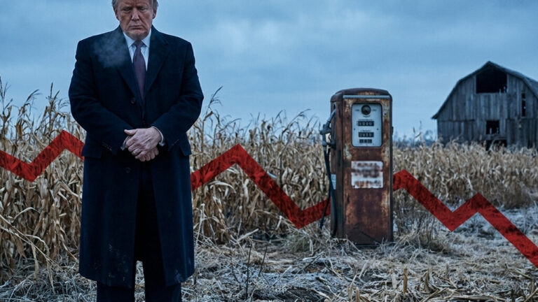 Editorial illustration: CNN Sounds Alarm on Trump’s Collapsing Rural Support as Polls Show 30-Poin