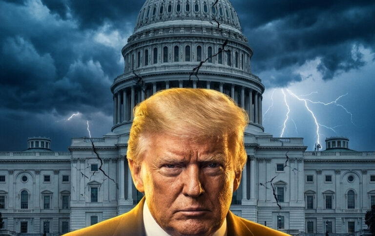 Editorial illustration: Senate Republicans Reach Breaking Point With Trump as Majority Threatened