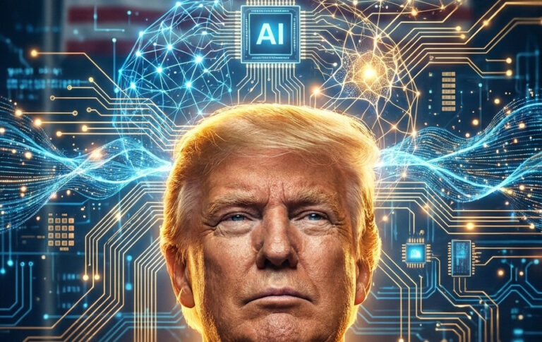 Editorial illustration: Trump’s Top AI Advisor Sriram Krishnan Departing White House to Build New