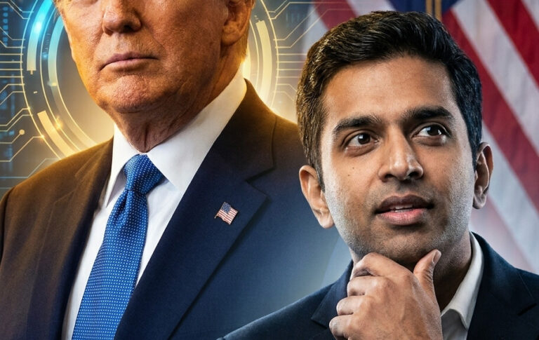 Editorial illustration: Trump’s Top AI Advisor Sriram Krishnan to Depart White House at Month̵