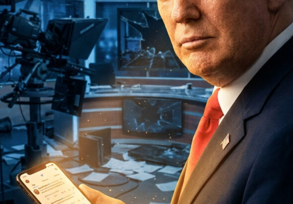 Editorial illustration: Trump’s Truth Social Blitz: 861 Posts in May and the Media Can’t Han