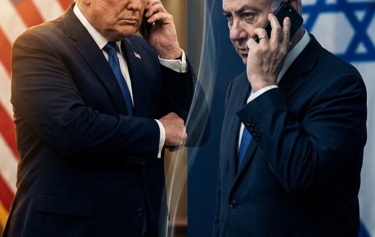 Editorial illustration: Trump Admits Heated Exchange With Netanyahu Over Lebanon Strikes