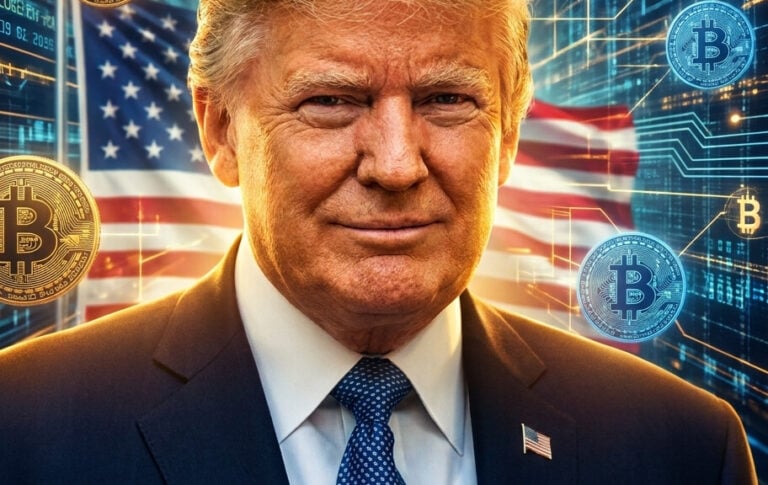 Editorial illustration: Trump Discloses Over $580 Million in Crypto Income as Financial Reports Reveal M