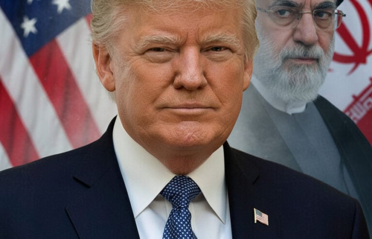 Editorial illustration: Trump Draws Hard Line: Ceasefire With Iran Ends if American Blood Is Spilled