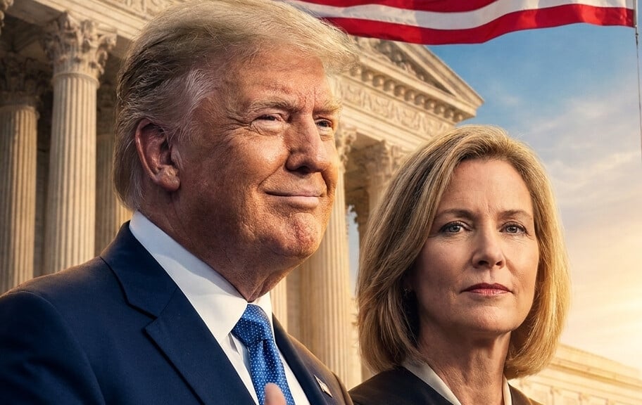 Editorial illustration: Trump Elevates Conservative Judge Anna St. John to Fifth Circuit Appeals Court